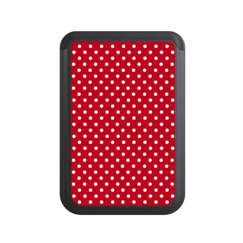  Cardholder Polka Dots Dunkelrot und Weiß