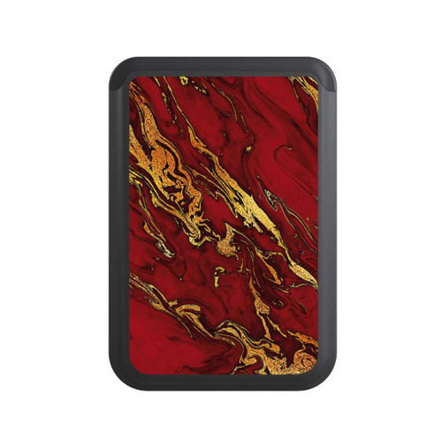  Cardholder Red Gold Marble Look