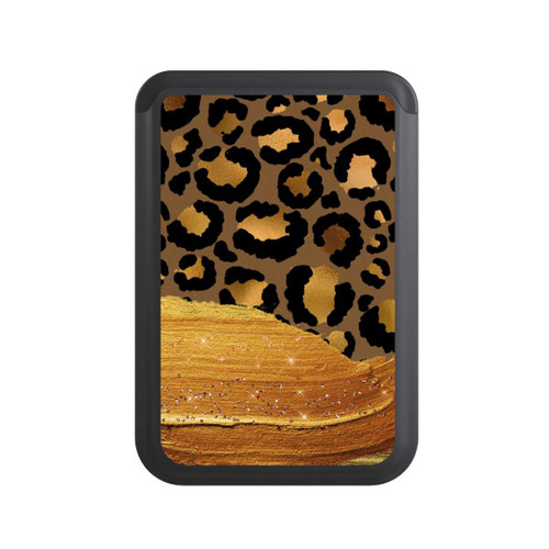  Cardholder Dunkelgoldener Leoparden Glitzerlook