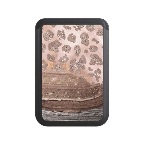  Cardholder Silberner Leoparden Glitzerlook