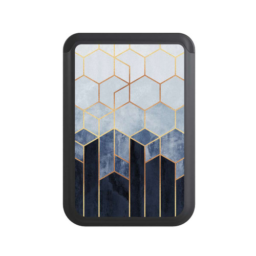  Cardholder Blauer Farbverlauf Sechsecke Golddruck