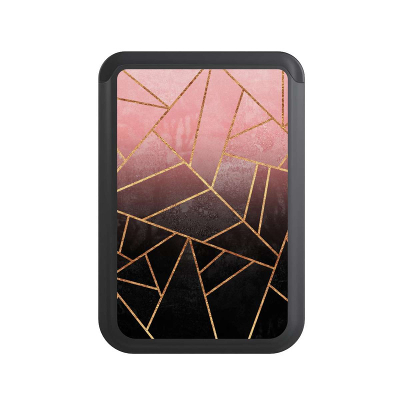  Cardholder Pinker und Schwarzer Stein Gold Druck