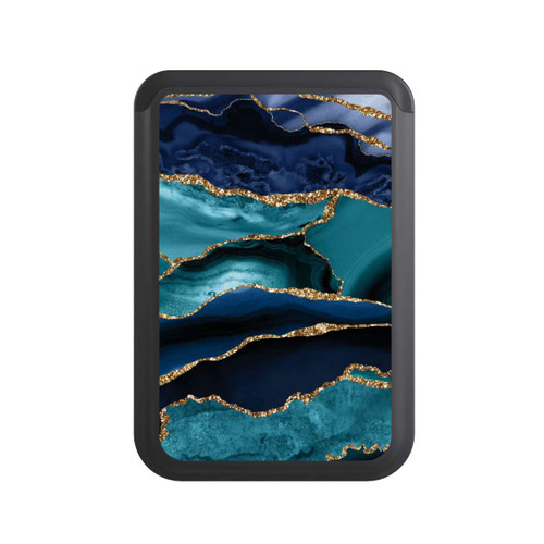  Cardholder Dark and Light Blue Marble Gold Glitter Look