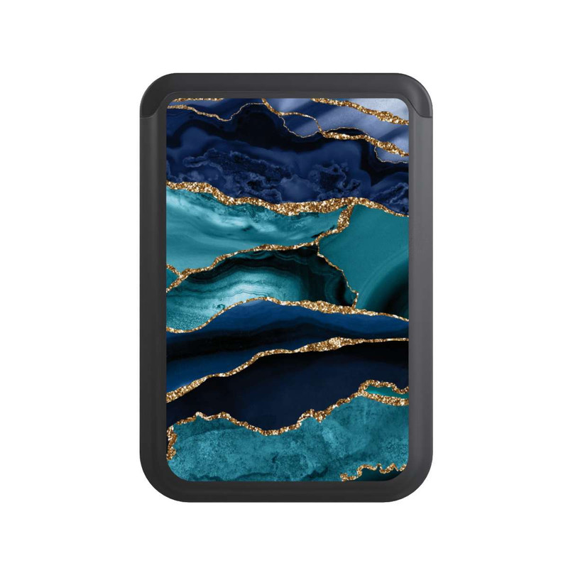  Cardholder Aspect pailleté doré marbré bleu foncé et bleu clair