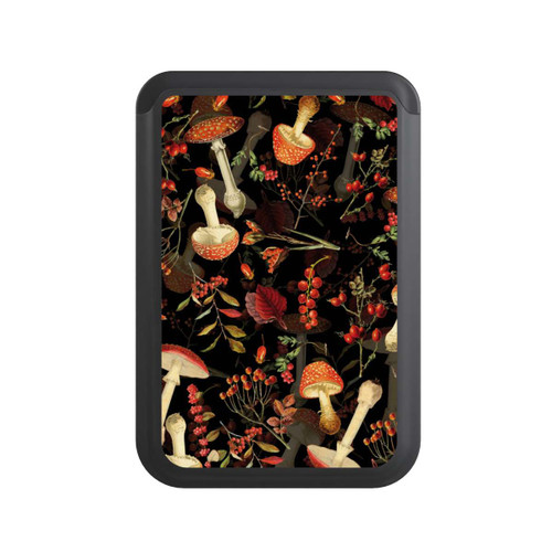  Cardholder Mushroom Pattern Black