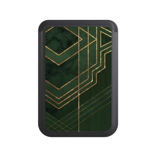  Cardholder Dunkelgrün gemustert Goldene Streifen