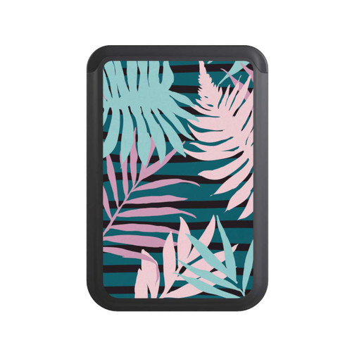  Cardholder Pastell-Dschungelblätter rosa blaugrün
