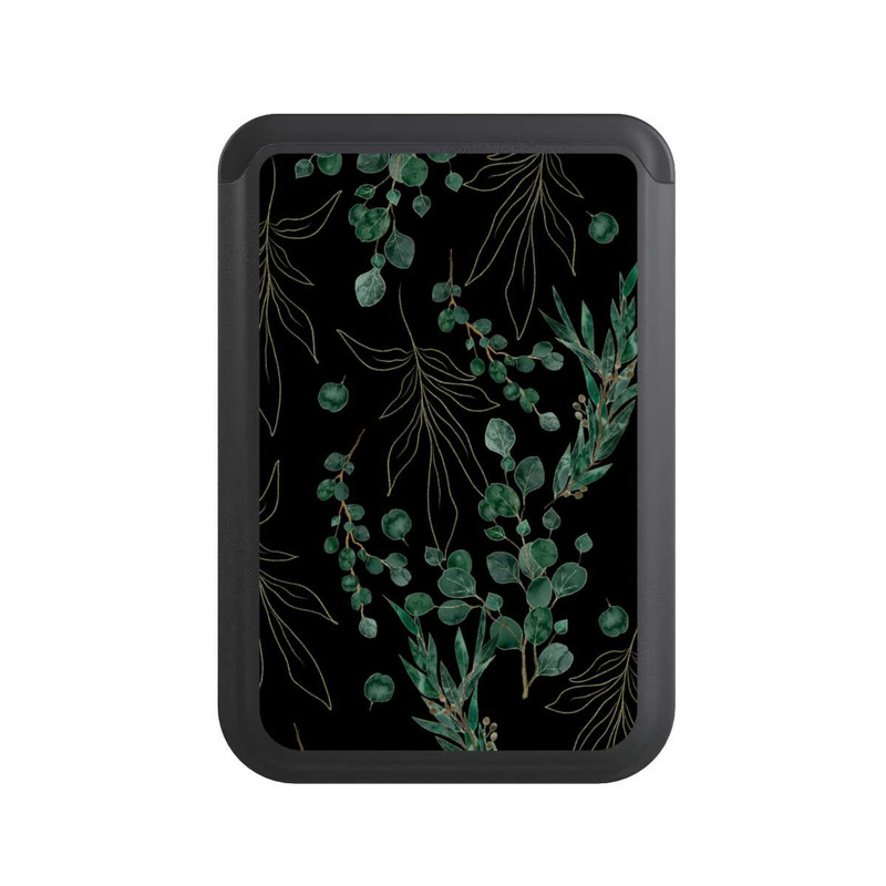  Cardholder Feuilles d'Eucalyptus Fond Noir