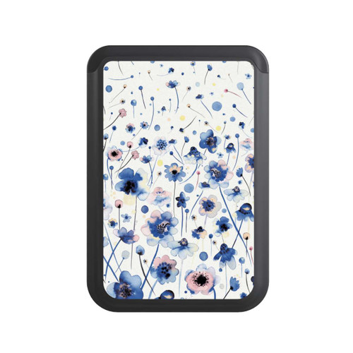  Cardholder Watercolor Ink Blue Flowers