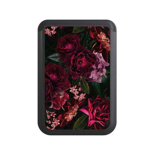  Cardholder Dark Red and Pink Flowers