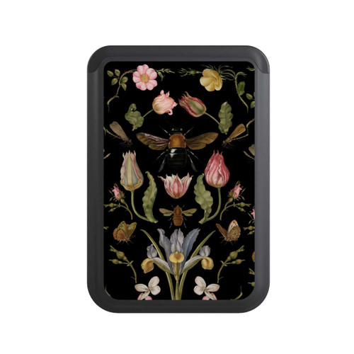  Cardholder Wildblumen und Biene Schwarz