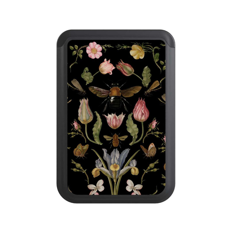  Cardholder Wildblumen und Biene Schwarz