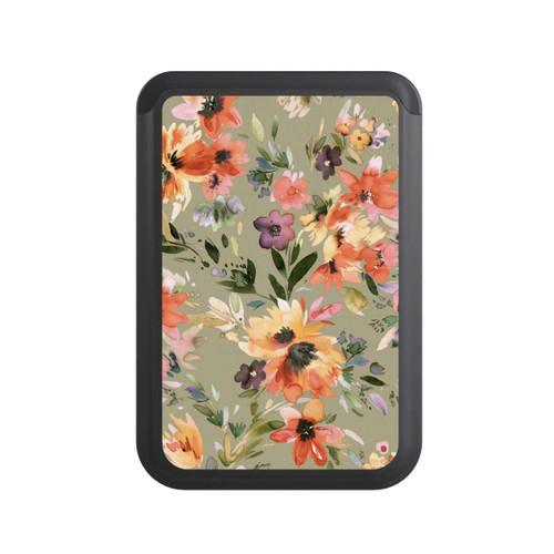  Cardholder Malerische tropische Blumen Salbeigrün