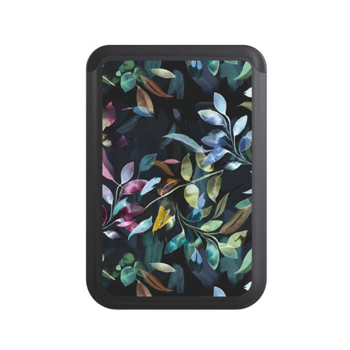  Cardholder Mystische Aquarellblätter schwarz