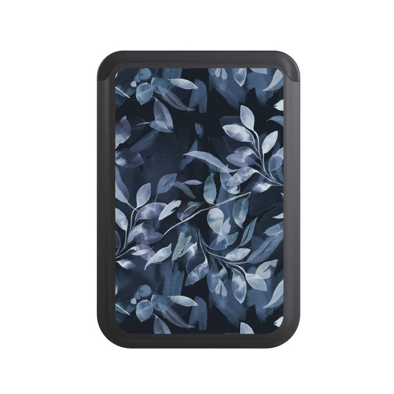  Cardholder Aquarelle Feuilles Mystiques Marine