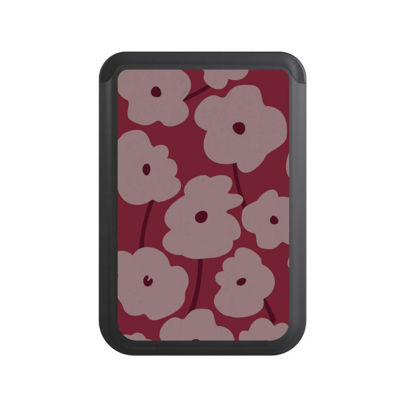  Cardholder Minimalistische Blumen Bordeaux