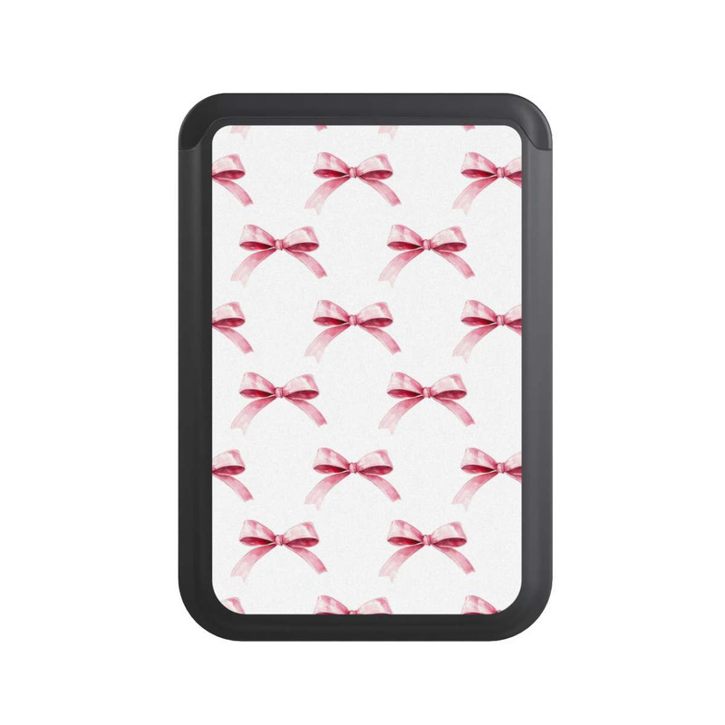  Cardholder Motif Nœud Rose sur Fond Blanc