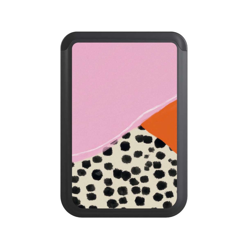  Cardholder Pink and Orange Modern Art with Dots