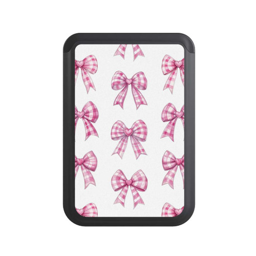  Cardholder Pinke Gingham Herzen und Schleifen mit KI