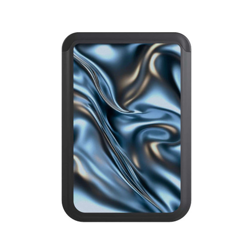  Cardholder Glänzender Stoff Chrome Metallic Blau mit KI