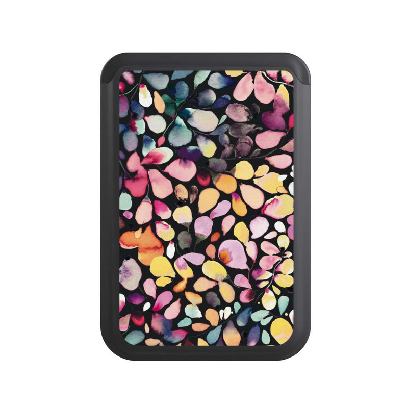  Cardholder Eucalyptus Watercolor Leaves Black