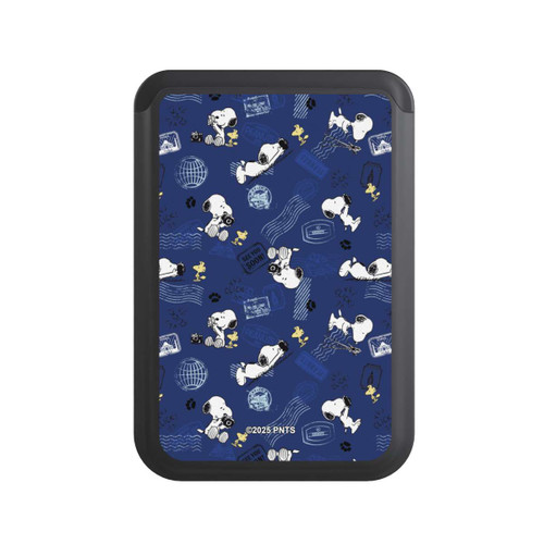  Cardholder Peanuts Travel Stamps Pattern Blue