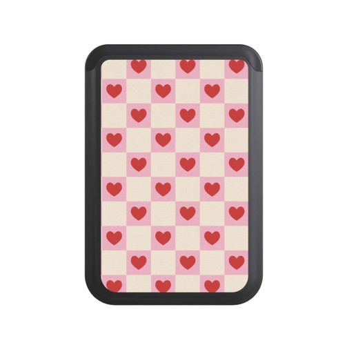  Cardholder Valentine Checked Hearts Pattern Pink