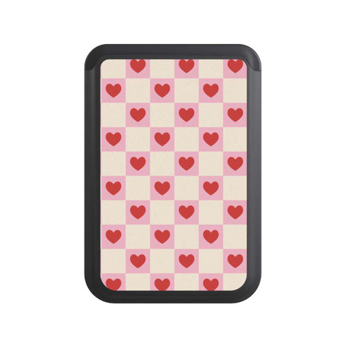  Cardholder Valentine Checked Hearts Pattern Pink
