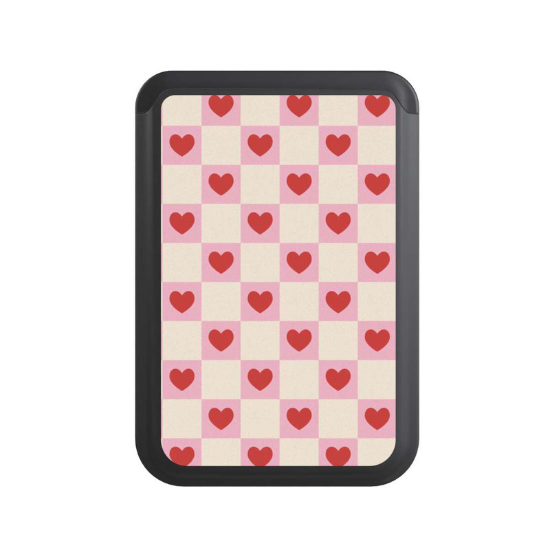  Cardholder Rosa Kariertes Herzmuster Valentinstag