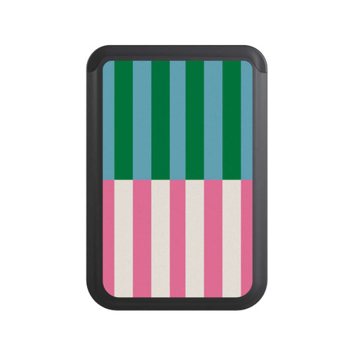  Cardholder Motif Rayé Vert Rose
