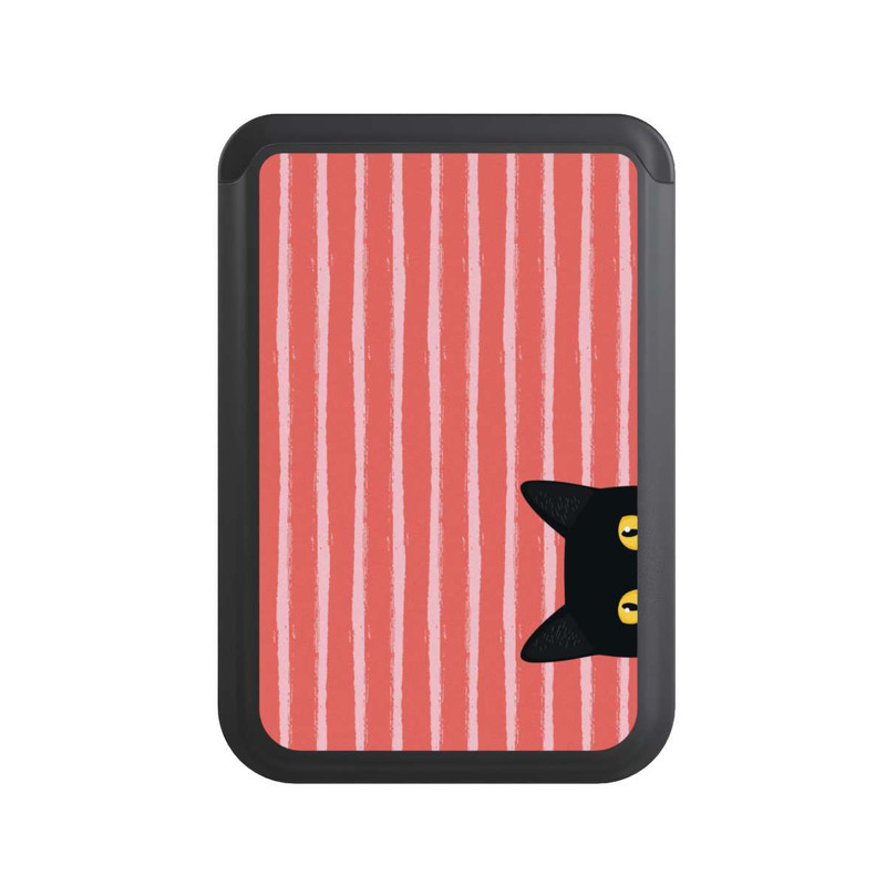  Cardholder Chat noir sur fond rayé orange
