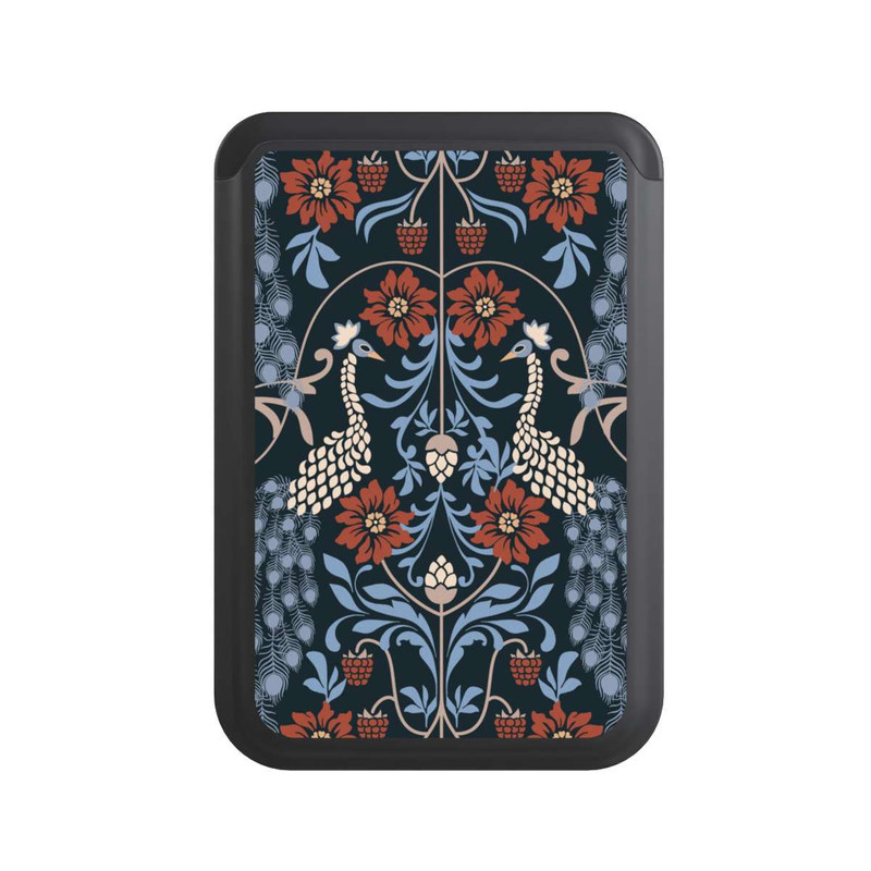  Cardholder Vintage Peacock Garden Arts and Crafts Floral Dark