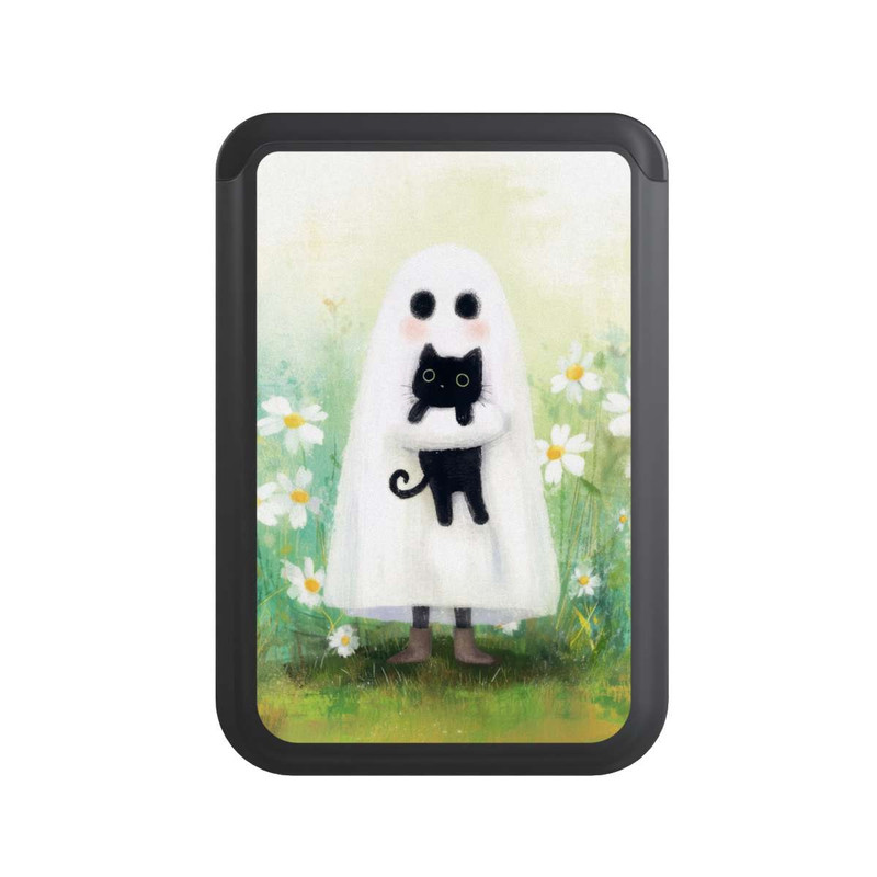  Cardholder Geist und Katze Halloween mit KI