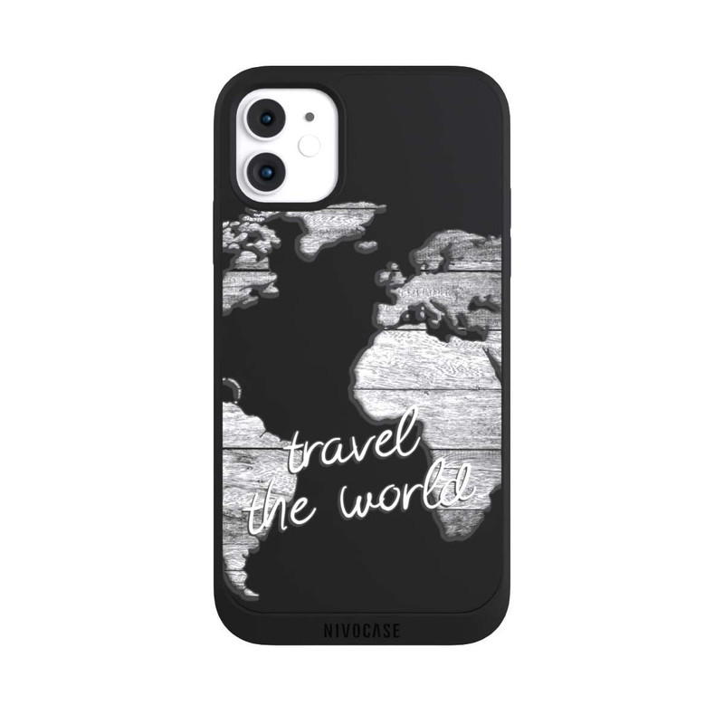 iPhone 11 NIVOpure Worldmap Wood Transparent