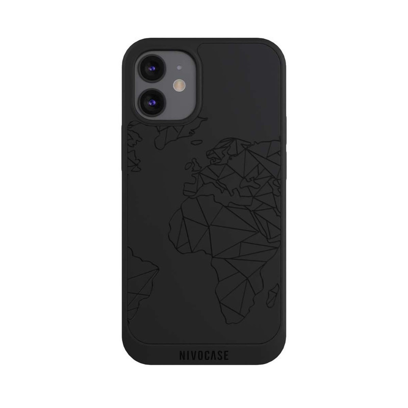 iPhone 12 mini NIVOpure Carte Polygone Noir sans Fond