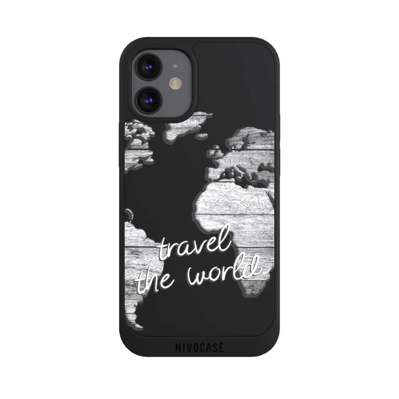 iPhone 12 mini NIVOpure Carte du Monde Bois sans Fond