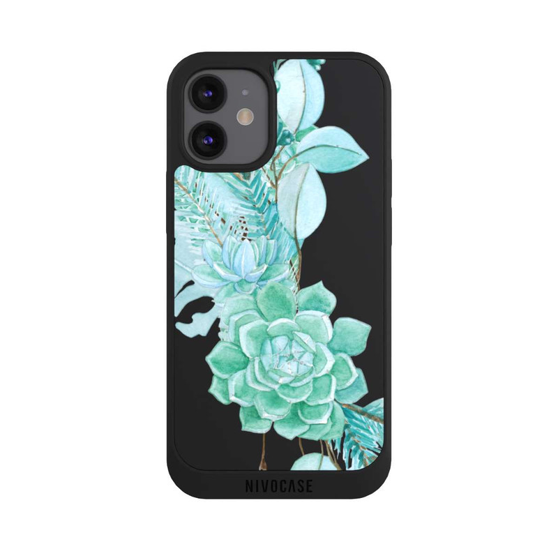 iPhone 12 mini NIVOpure Sukkulenten Blumen Mintgrün Transparent