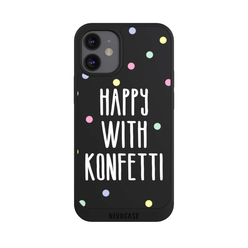 iPhone 12 mini NIVOpure Happy with Konfetti White ohne Hintergrund