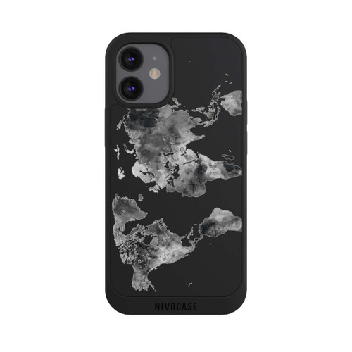 Apple iPhone 12 mini NIVOpure Weltkarte Schwarz Transparent