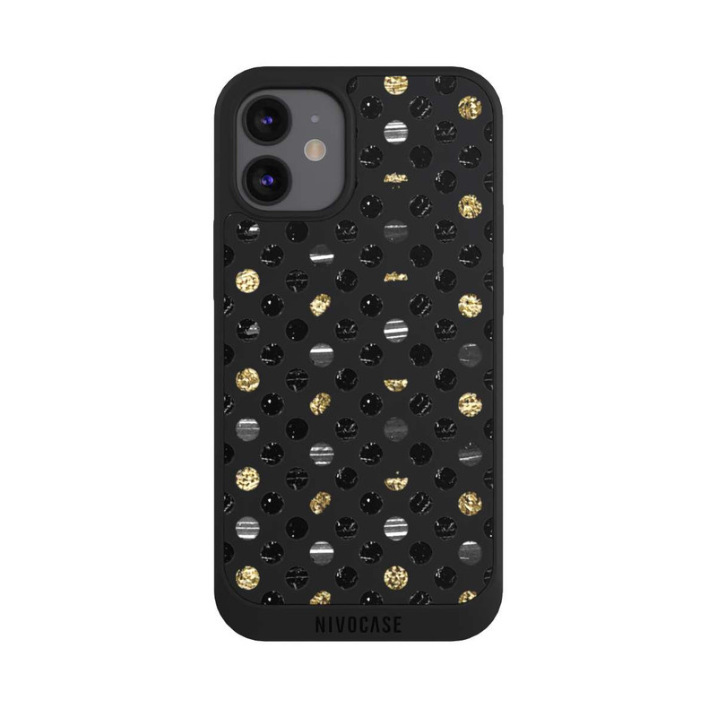 iPhone 12 mini NIVOpure Gold Schwarz Polka Dots
