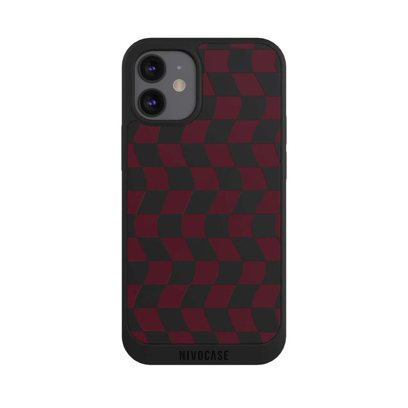 iPhone 12 mini NIVOpure Karo Weinrot