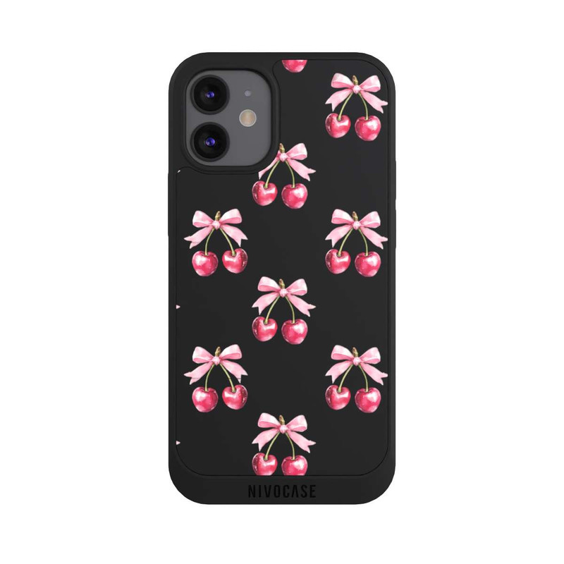 iPhone 12 mini NIVOpure Motif Nœud Cerise transparent avec IA