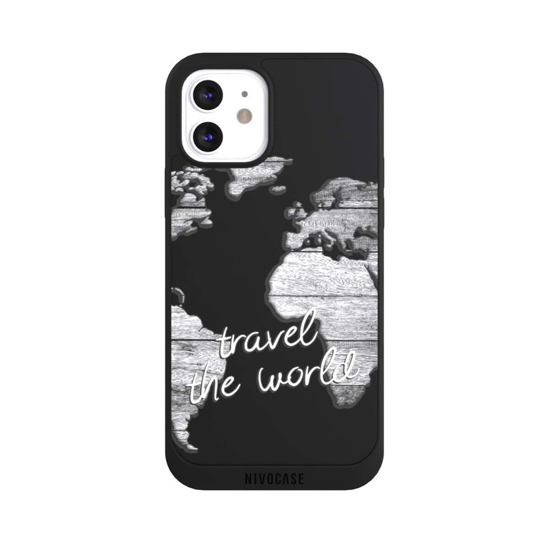 iPhone 12 NIVOpure Worldmap Wood Transparent