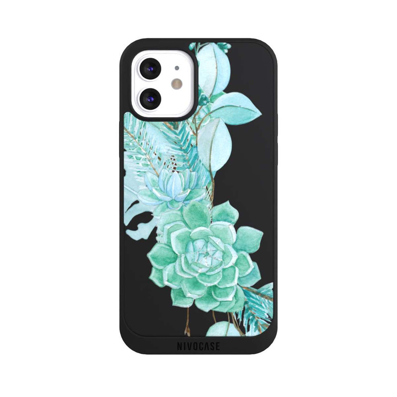 iPhone 12 NIVOpure Flowers Mint Green Transparent
