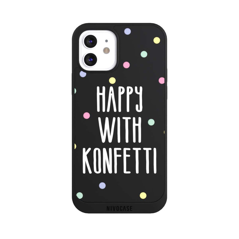 iPhone 12 NIVOpure Happy with Konfetti White ohne Hintergrund