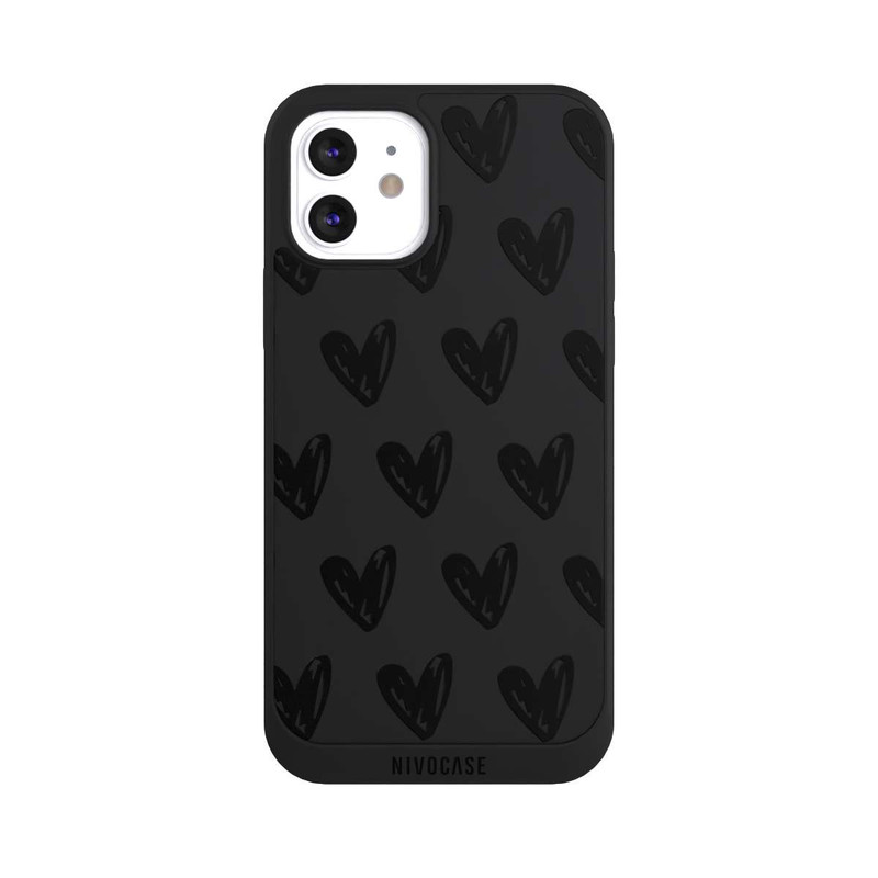 iPhone 12 NIVOpure Herzen Schwarz ohne Hintergrund