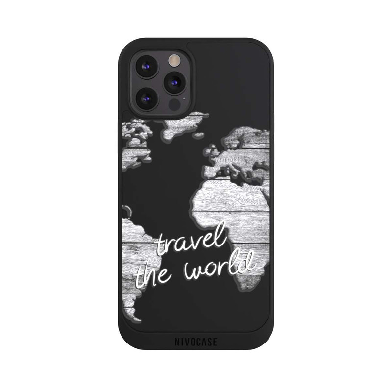 iPhone 12 Pro NIVOpure Carte du Monde Bois sans Fond
