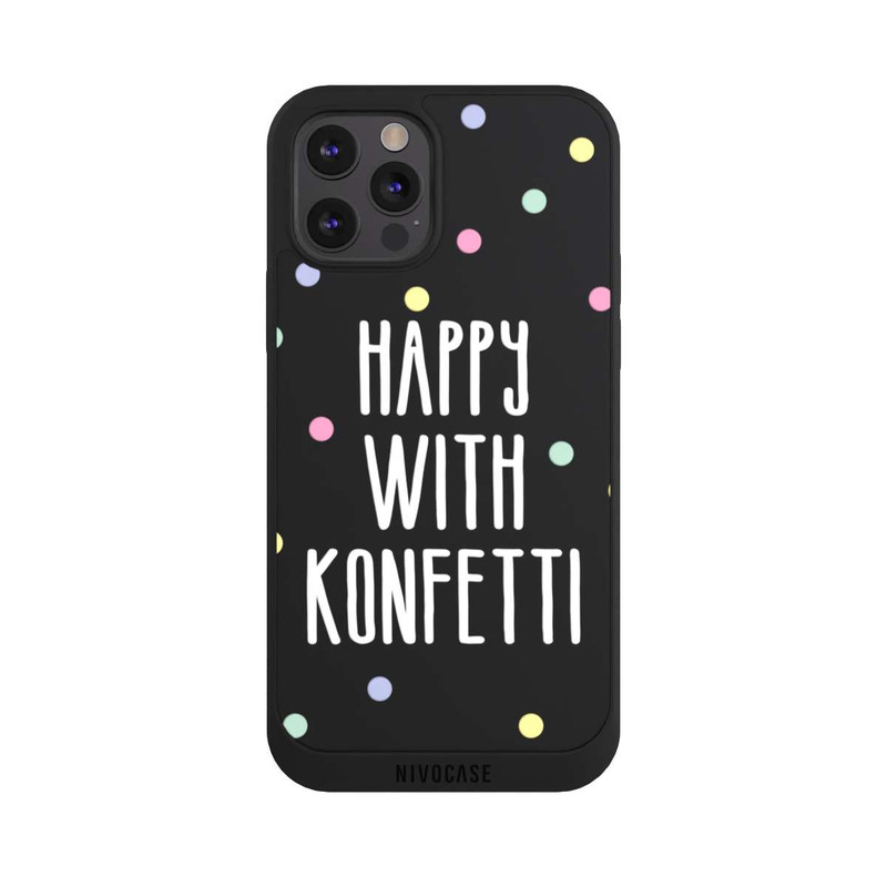 iPhone 12 Pro NIVOpure Happy with Konfetti White ohne Hintergrund