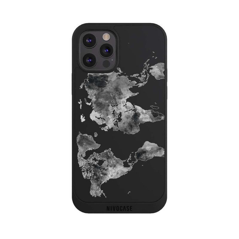 iPhone 12 Pro NIVOpure World Map Black Transparent