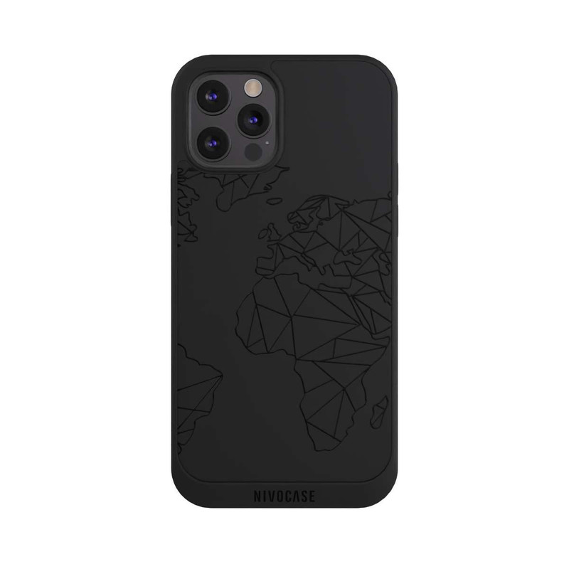 iPhone 12 Pro Max NIVOpure Carte Polygone Noir sans Fond